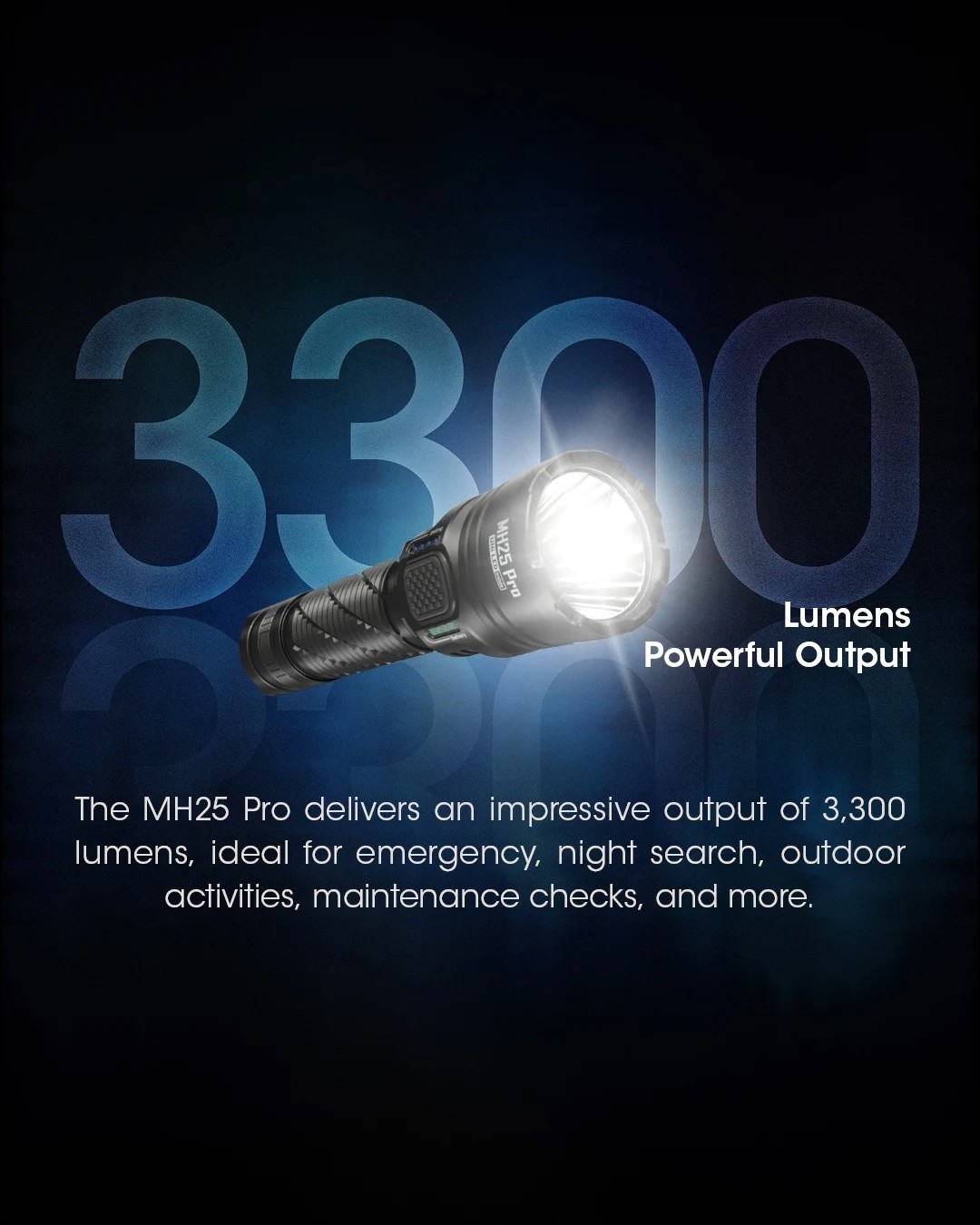 2023 Nitecore MH25Pro 3300LMs LED 705 Meter Long Range Search Torch USB-C Rechargeable Flashlight NL2153HP 5300mAh 21700 Battery