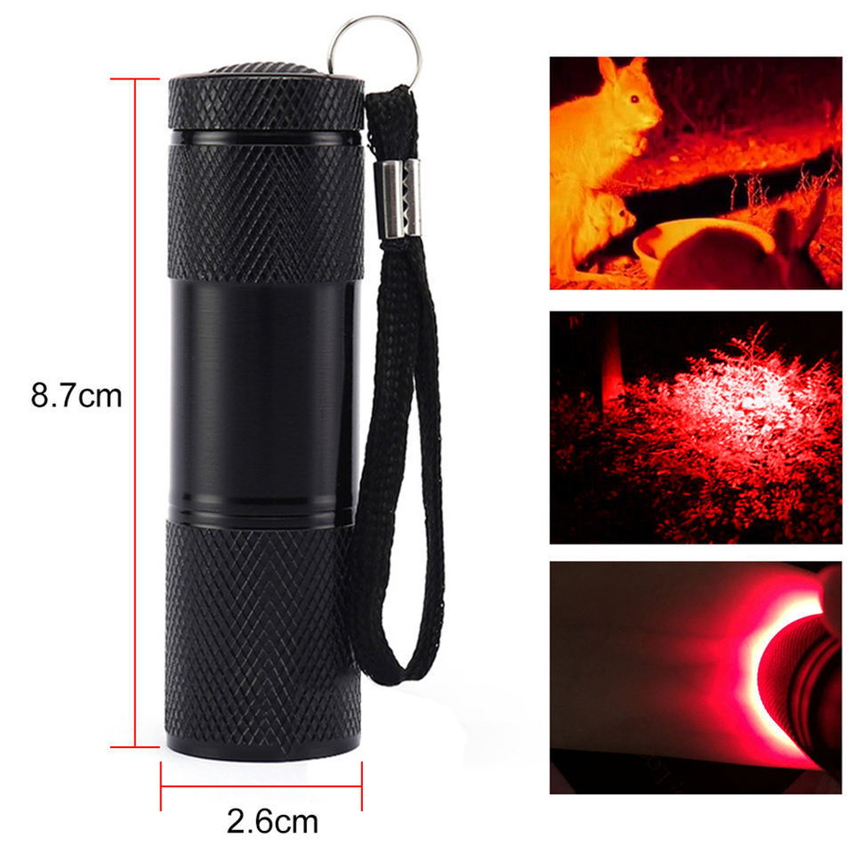 Cheap 9 LED Red Light Flashlight Portable Mini Red Light Torch for Vein Finder Hunting Night Vision infrared flashlight