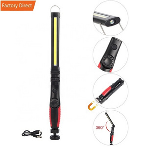 500 lumen LED COB Work Flashlight USB Rechargeable Magnetic Flashlight work light With Clip foldable Lamp USB Rechargeable light