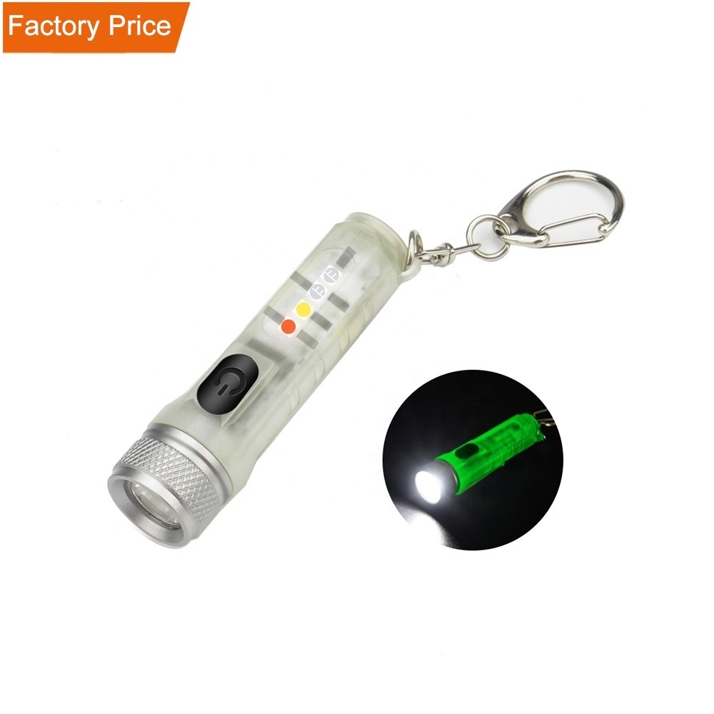 Mini Torch with Buckle UV Red LED Flashlight USB Rechargeable Tactical Keychain Pocket Lamp Waterproof Light for Outdoor