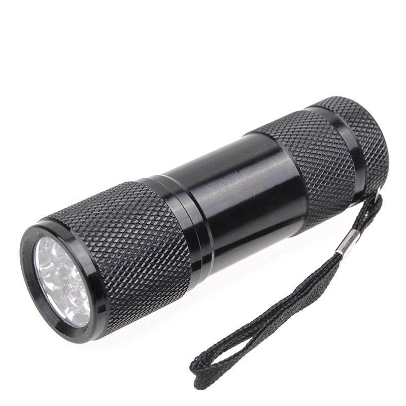 395nm UV LED Flashlight Mini led torch flashlight fake money detector Promotion Gift 9leds Mini White Light flashlight