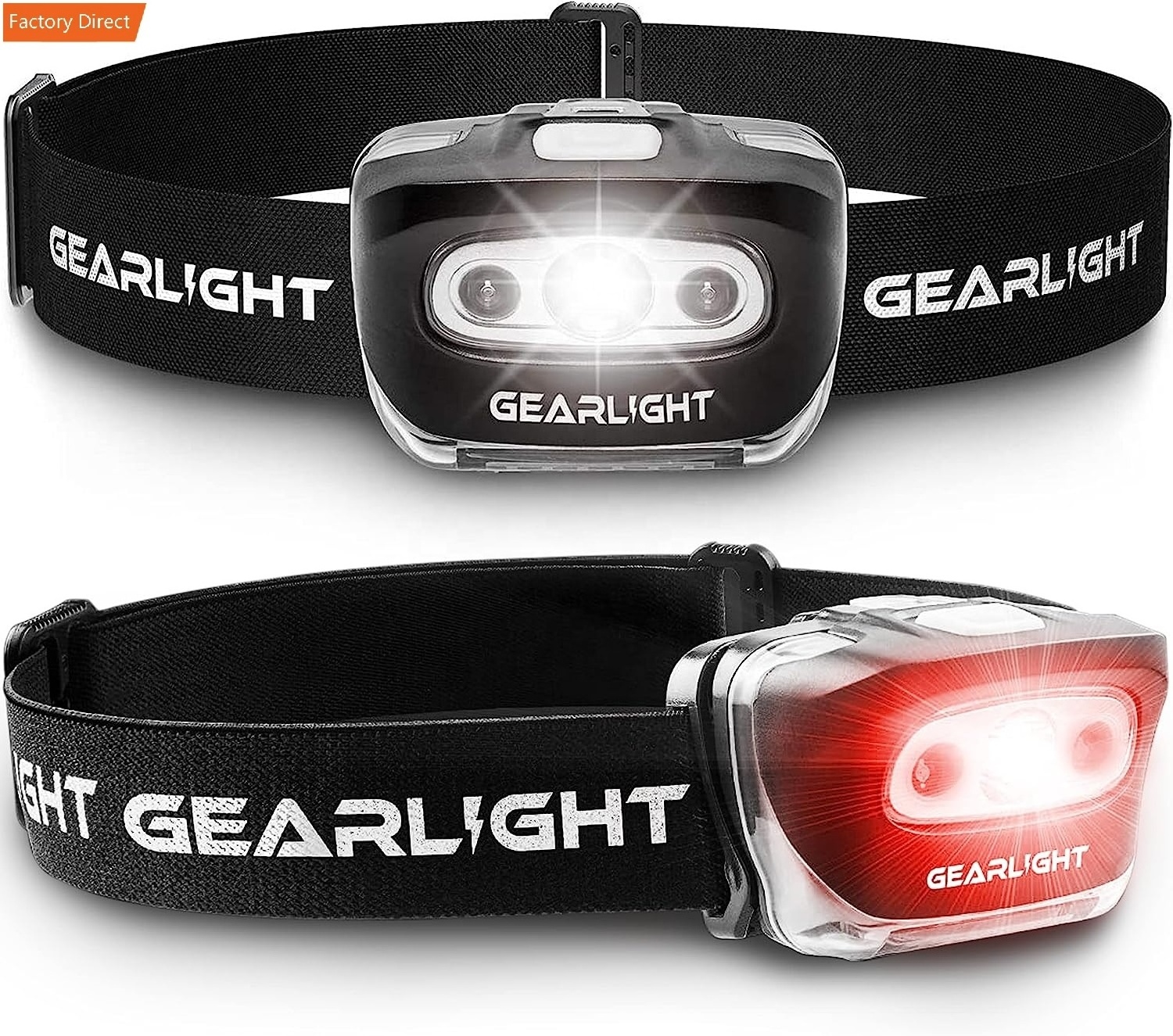 GearLight S500 LED Dry Battery Rechargeable Headlamp Outdoor Camping Light weight Headlight with 7 Modes Machine Washable Band