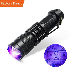 UV 365nm  395nm Flashlights waterproof led torch portable led flashlight Waterproof zoom mini flashlight