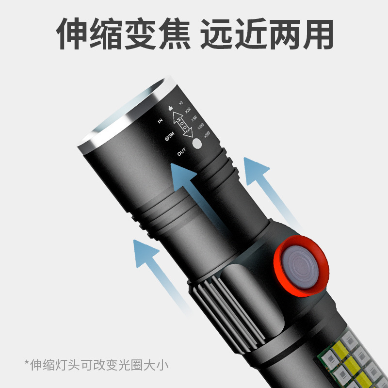 Manufacturer Multifunctional Flashlight Aluminium COB LED Camping Mini Rechargeable Torch Light Flashlights