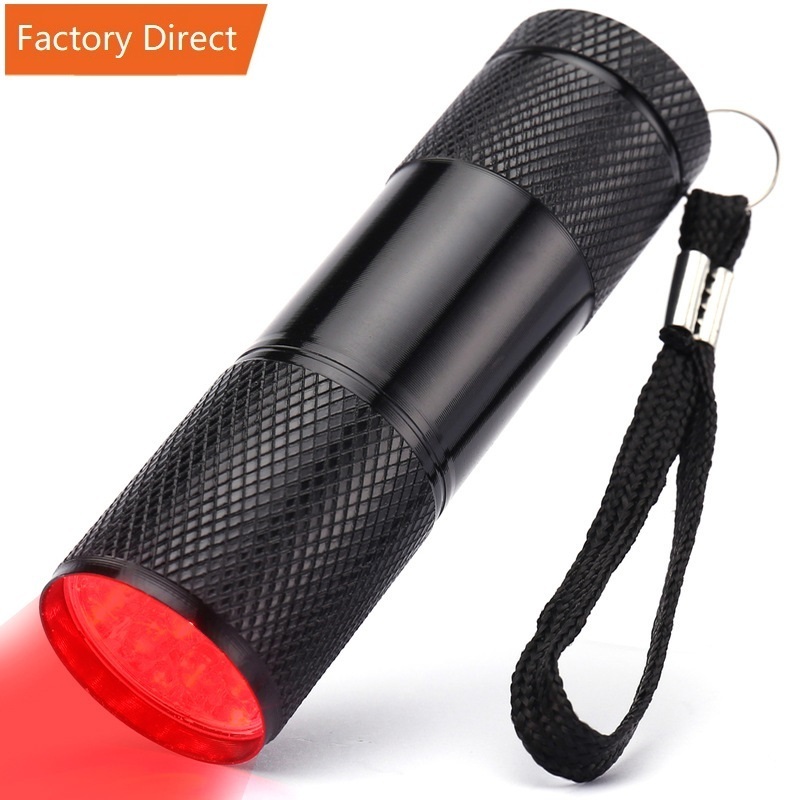 Cheap 9 LED Red Light Flashlight Portable Mini Red Light Torch for Vein Finder Hunting Night Vision infrared flashlight