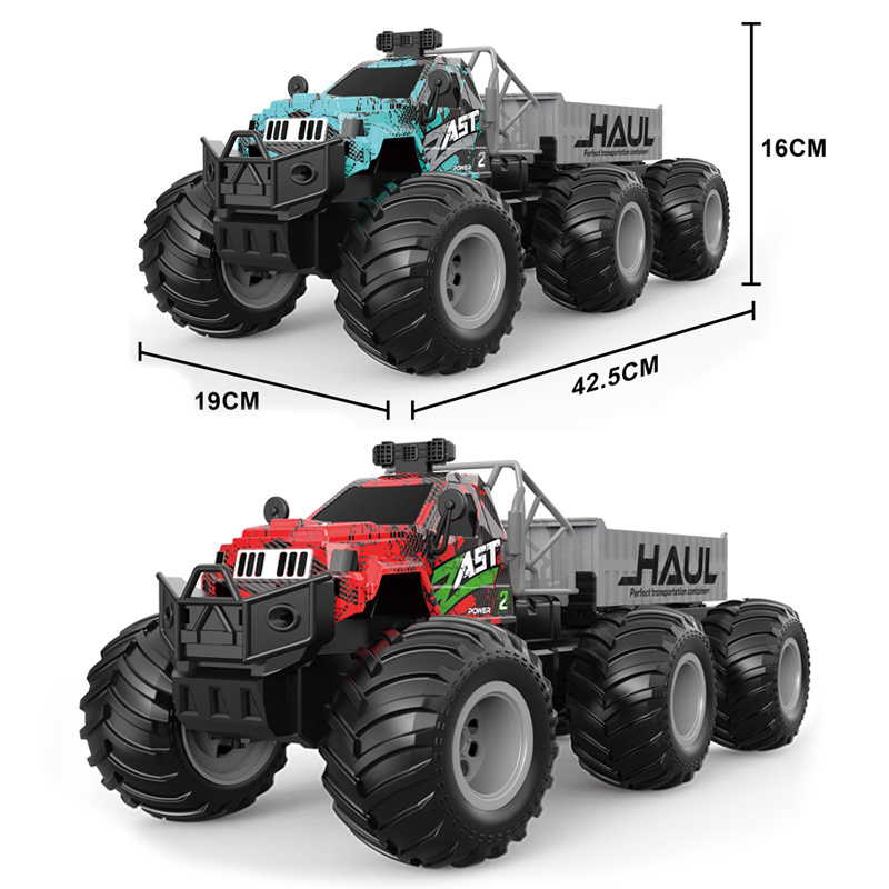 Hot sale 1/14 27 MHz high-speed big wheel RC Truck with container Kids Off-road Vehicle Remote Control Trailer Toys with lights