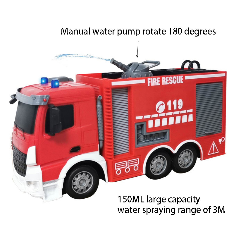 2.4G hobby electronics toys big rc rescue fire engine truck remote control toys spraying function water shooting pump emergency