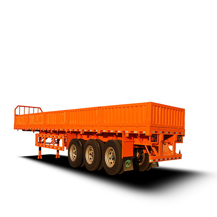 3 axles 50 Tons Semitrailer  20ft 40ft container flatbed low bed trailer with side wall for sale