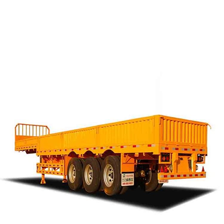 3 axles 50 Tons Semitrailer  20ft 40ft container flatbed low bed trailer with side wall for sale