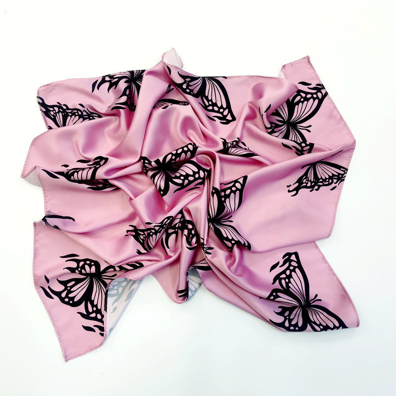 Custom Silk Head Scarves Bandanas 50D Polyester Chiffon Scarf With Logo