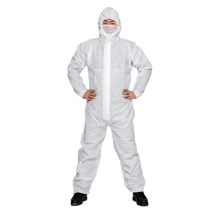 30 50gsm PE PP Medical Protection Suit Safety Disposable Isolation Coverall Work Protection Clothing With Hood And Shoe Cover