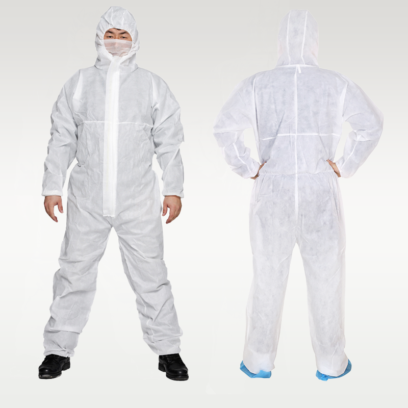 30 50gsm PE PP Medical Protection Suit Safety Disposable Isolation Coverall Work Protection Clothing With Hood And Shoe Cover