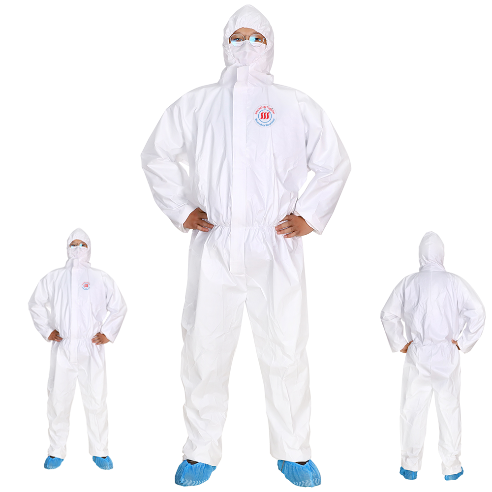 Waterproof Microporous  Disposable Nuclear Radiation  Protection Disposable Coveralls  Protection Clothing With Hood