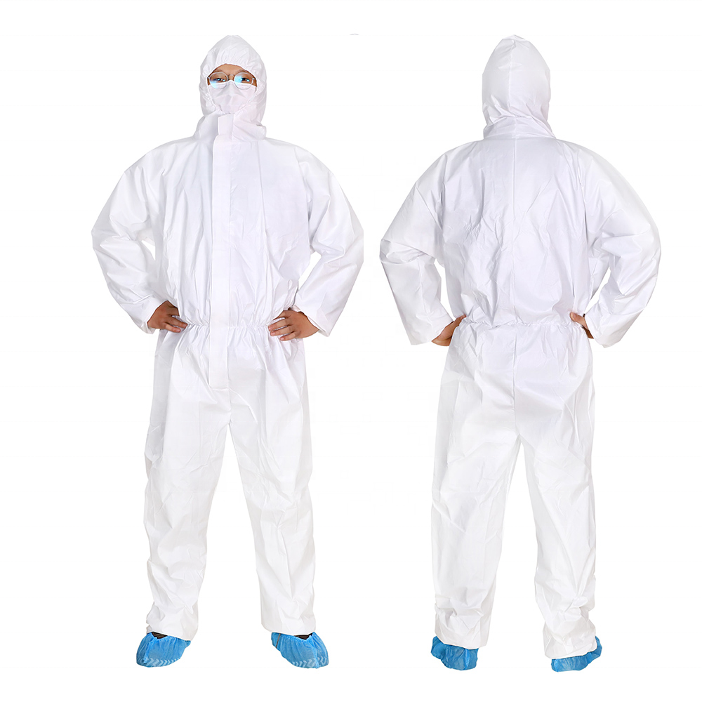 Reflective Disposable Protection Clothing SF Microporous Breathable Coverall With Shoe Cover