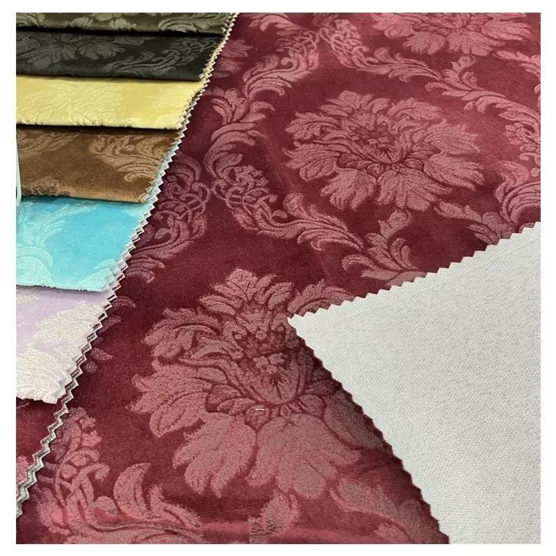 Mid-East hot selling velour glue embossed floral holland velvet upholstery fabric for sofa and curtain