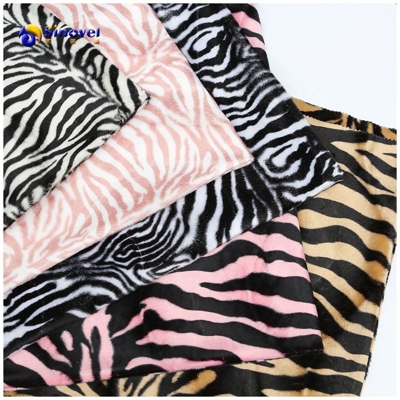 Custom tongxiang sinovel poly microfiber knitted cow leopard animal print velboa spandex velvet fabric for toy and garment