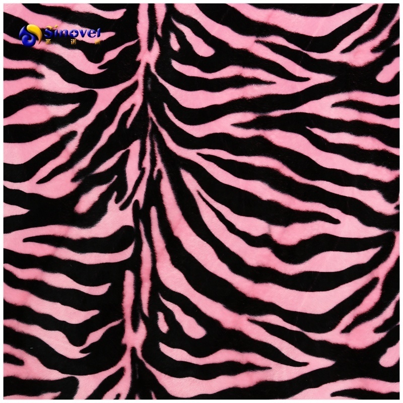 Custom tongxiang sinovel poly microfiber knitted cow leopard animal print velboa spandex velvet fabric for toy and garment