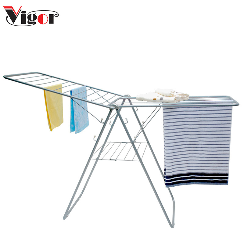 Clothes Rack Rotating Garment Rack /towel Rack Heavy Duty Laundry Airer Folding Steel Living Room Foldable Stainless Steel 4pcs