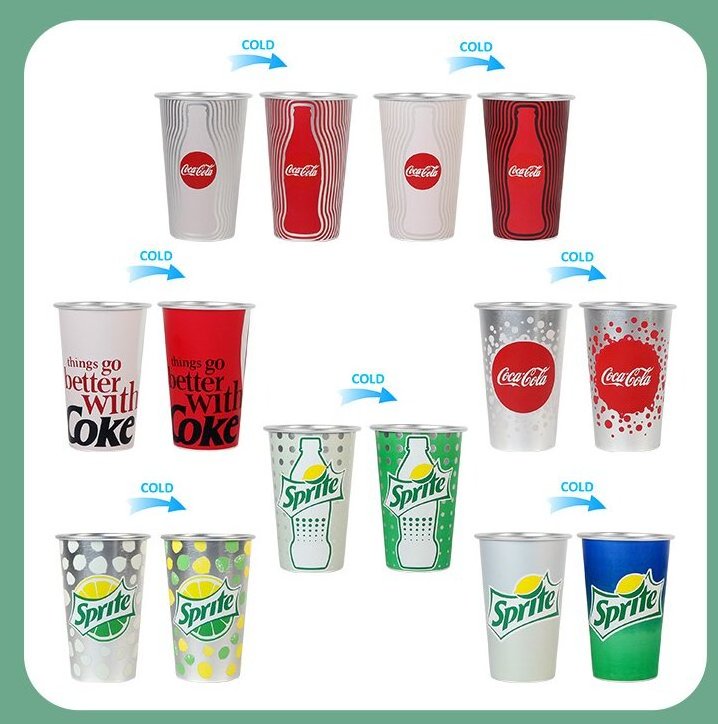 BPA FREE 12oz Color Changing Stadium Cup Durable aluminium cups  Reacting to ice cold liquids