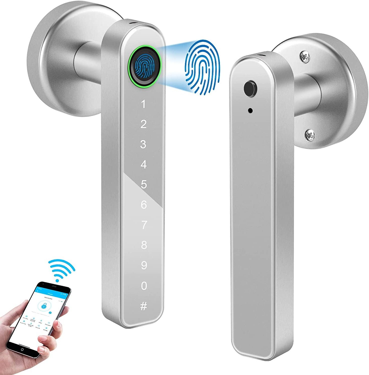 Waterproof Tuya TT Lock WiFi App Smart Door Electronic Lock Fingerprint Door Handle Digital Keyless Lock