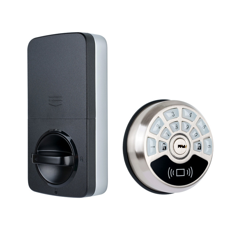 Electric keyless smart door lock black with handle deadbolt APP card password home hotel