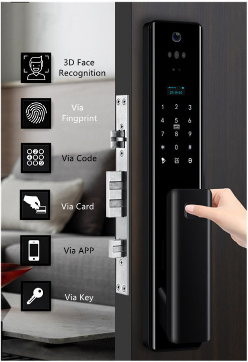 APP 3D Face Recognition Lock Automatic Built-In Camera Electric Safety Smart Door Locks Finger Print Locks with Camera