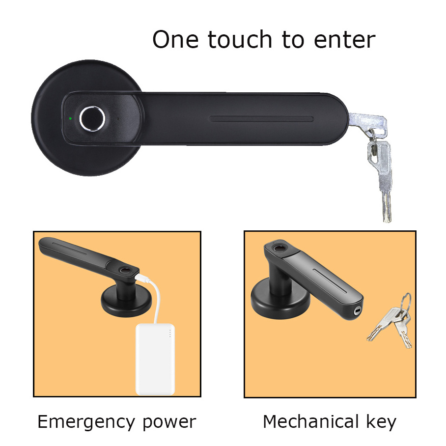 Intelligent Electronic Biometric Home Fingerprint Password Handle Lever Smart Door Lock