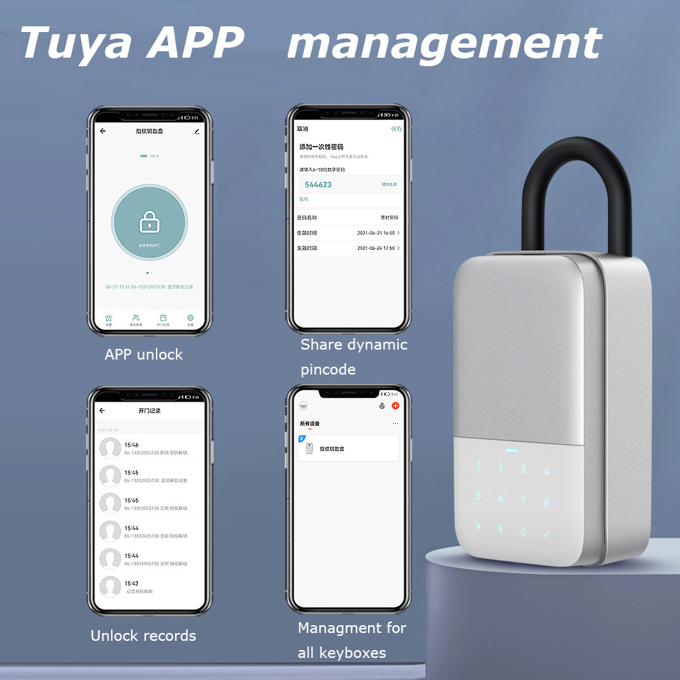 Household Safe Fingerprint Password Digital Phone App TTlock Tuya Wifi Keyless Smart Door Lock Key Box