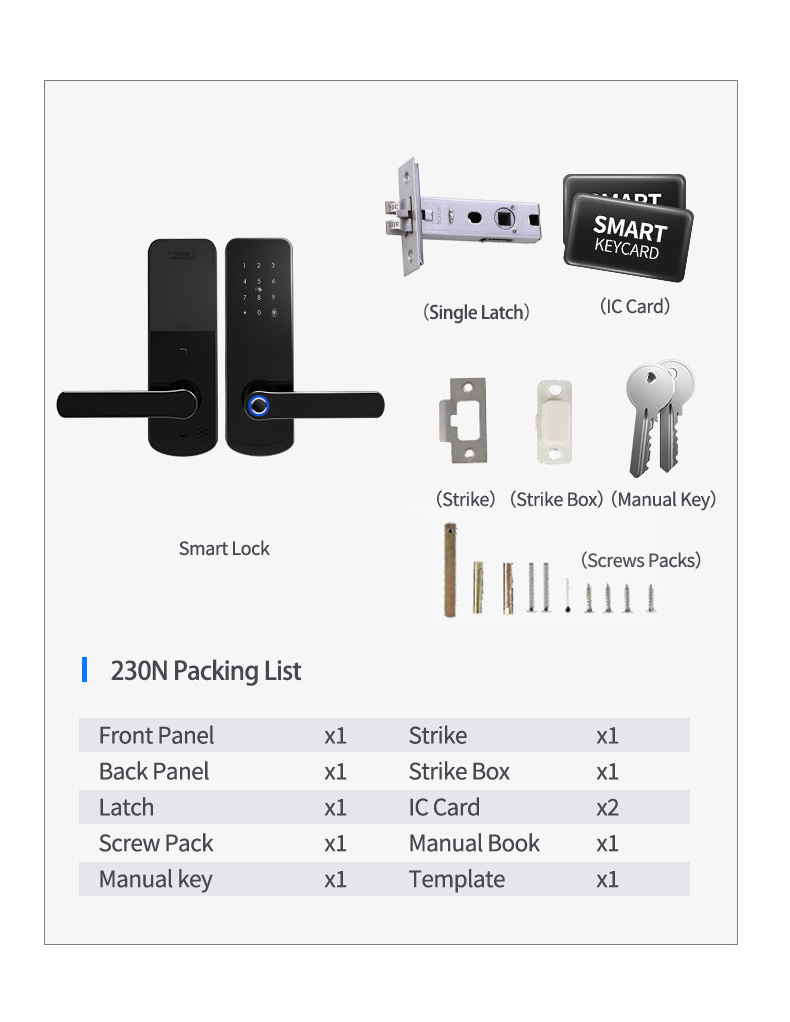 Gate Security Intelligent Z Wave Electronic Fingerprint Digital NFC Smart Door Locks