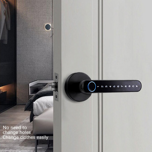 Commercial WIFI Password Digital Code Access Slim Fingerprint Door Handle with Single Latch 5050 5072 Mortise