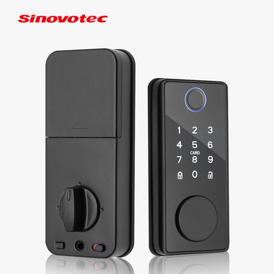 Home Security System Electronic Keypad Deadbolt TTlock Tuya APP Password Fingerprint Black Deadbolt for Metal Door