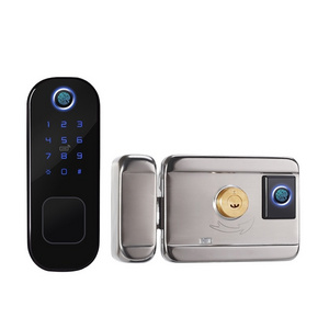 Front Entry Double Sided BLE Fingerprint Reader Optional Tuya Digital Keypad Gate Automatic Door Lock Knob