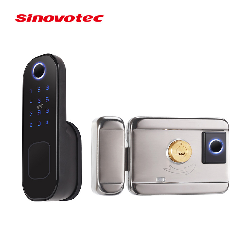 Card Password Latch Lock BLE Hot Sale Bolt Safe Automatic Electric Rim Gate Lock for Door with Brass Cylinder