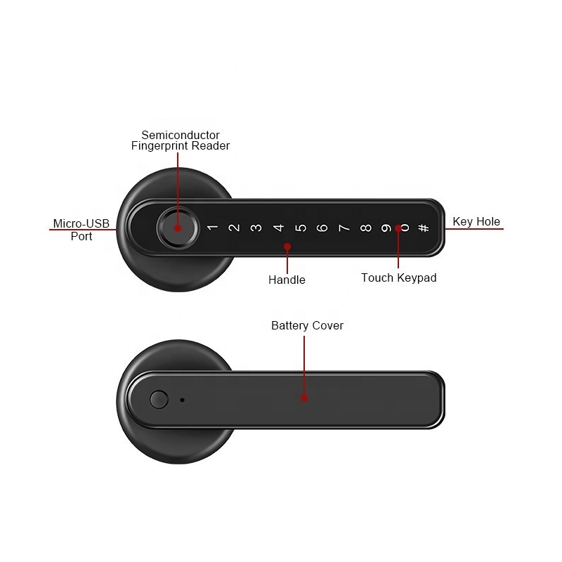 Factory level locks TUYA APP TT Lock app Smart Fingerprint Door Lock,Keyless Entry Lock with Handle,Biometric Lock