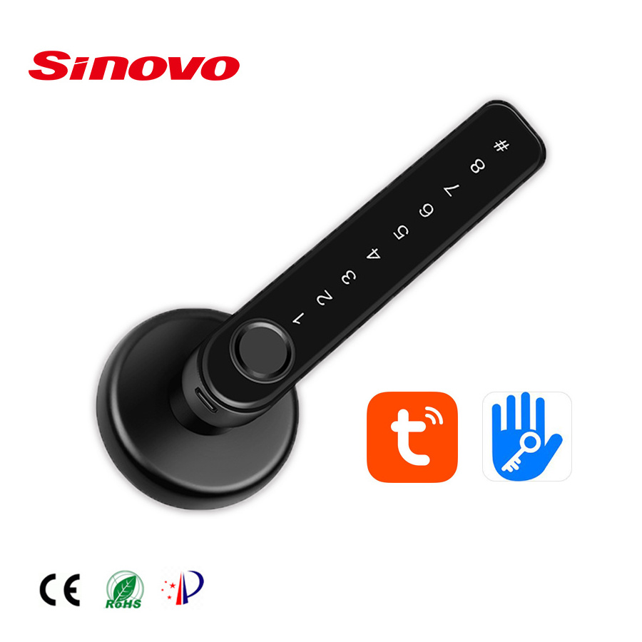 Sinovo Ttlock App Fingerprint Combination Handle Lock Smart Door Lock For Home Hotel Office