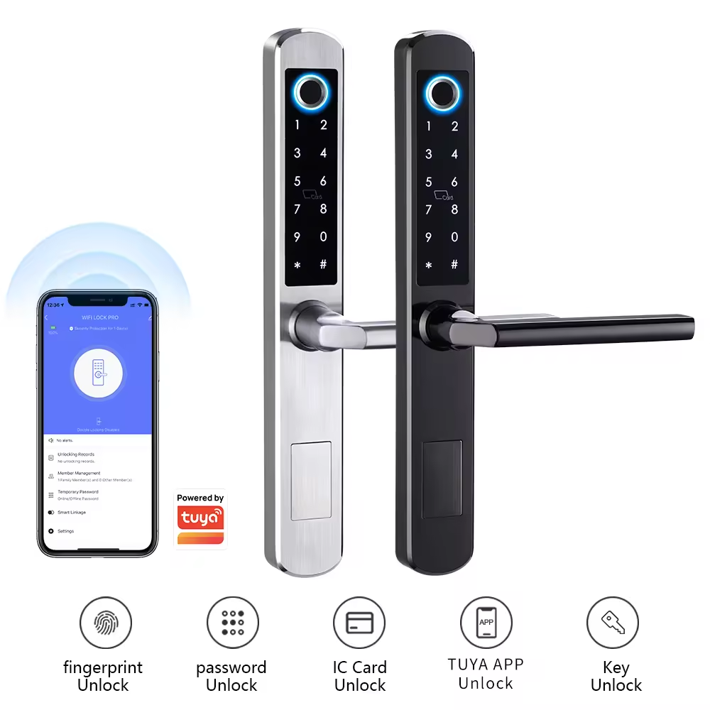 SinovoTEC High Quality Safety Slim Smart Lock Tuya Intelligent Biometric Electronic Digital Fingerprint WiFi Door Lock