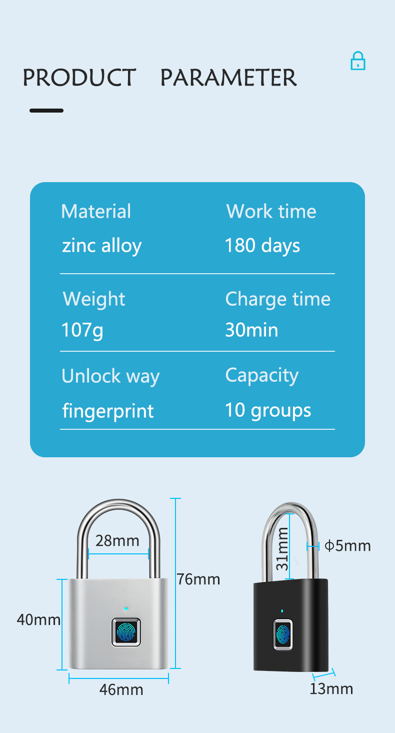 Security Padlocks Bulk Wholesale Sinovo Smart Lock Supplier Master Lock Fingerprint Padlock