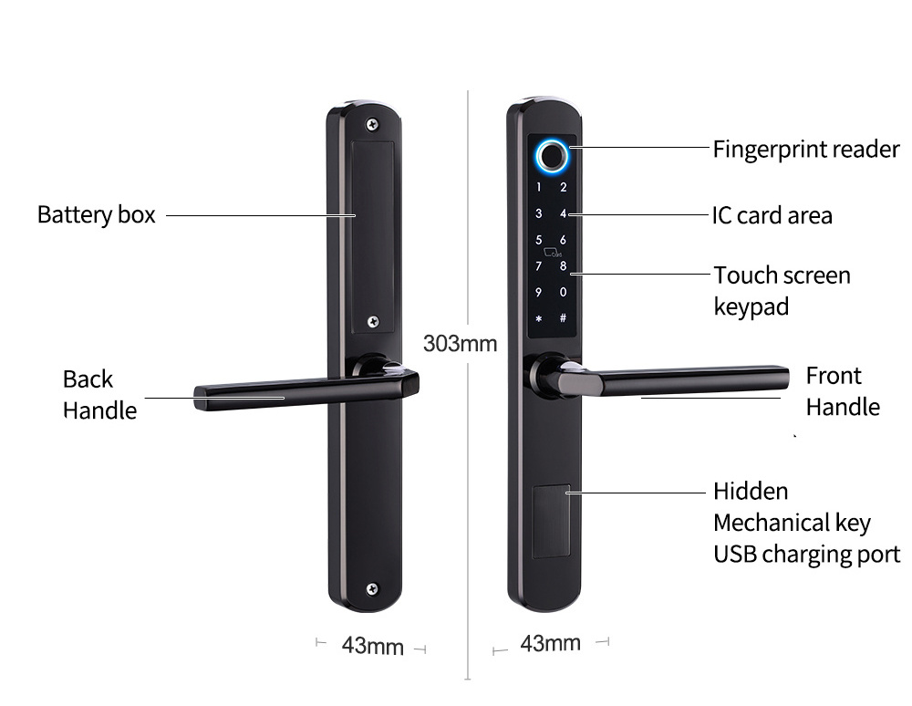 Slim Design Aluminum Lock Room Door Deadbolt Lock Tuya App Code Intelligent New Anti-theft Security Password Lock