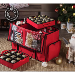 Factory Wholesale Xmas Gift Tote Bag Christmas Ornaments Ball Storage Box Removable Trays Bag Container