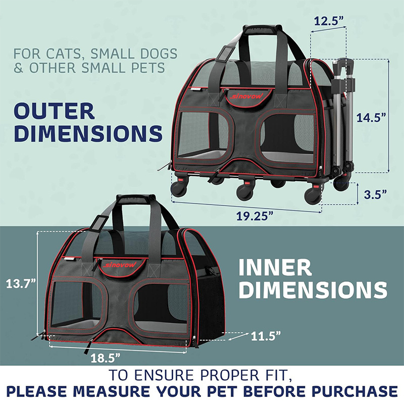 Wholesale Travel Pet Tote Puppies Dogs Cat Shoulder Carriers Bag With Trolley Wheel