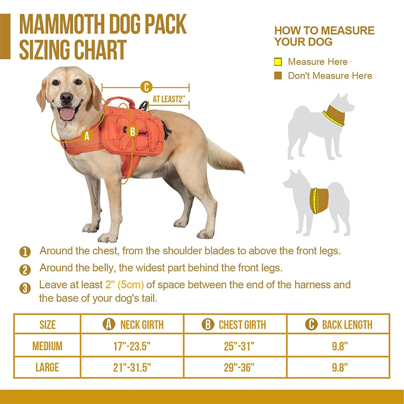 Custom Durable Backpack For Medium Large Dogs Nylon Pet Backpack With Side Pockets For Hiking Walking Training Running