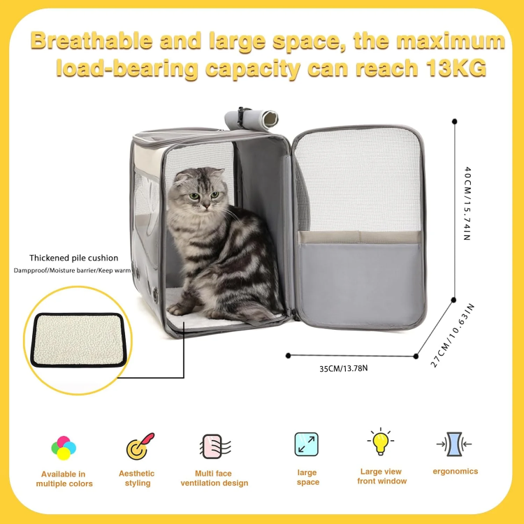 Travel Cute Portable Comfortable Cat Carrying Bag Adjustable Soft Shoulder Oxford Pet Bag Carrier Outdoor Bagpack Transparent