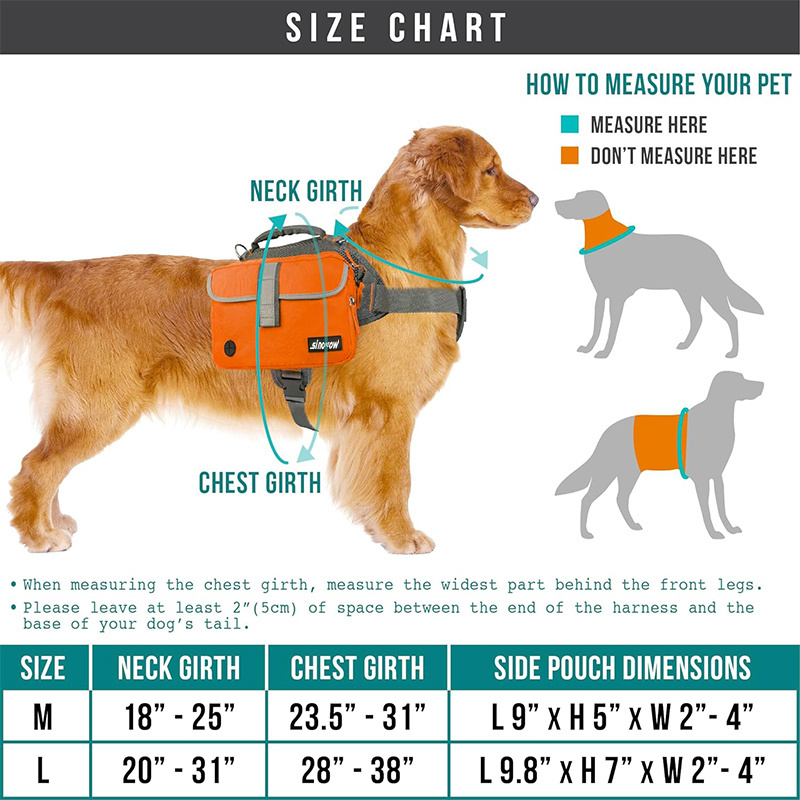 Pet Outdoor Camping Travel Reflective Safety Harness Vest Dog Backpack Saddle Bag For Medium Large Dogs