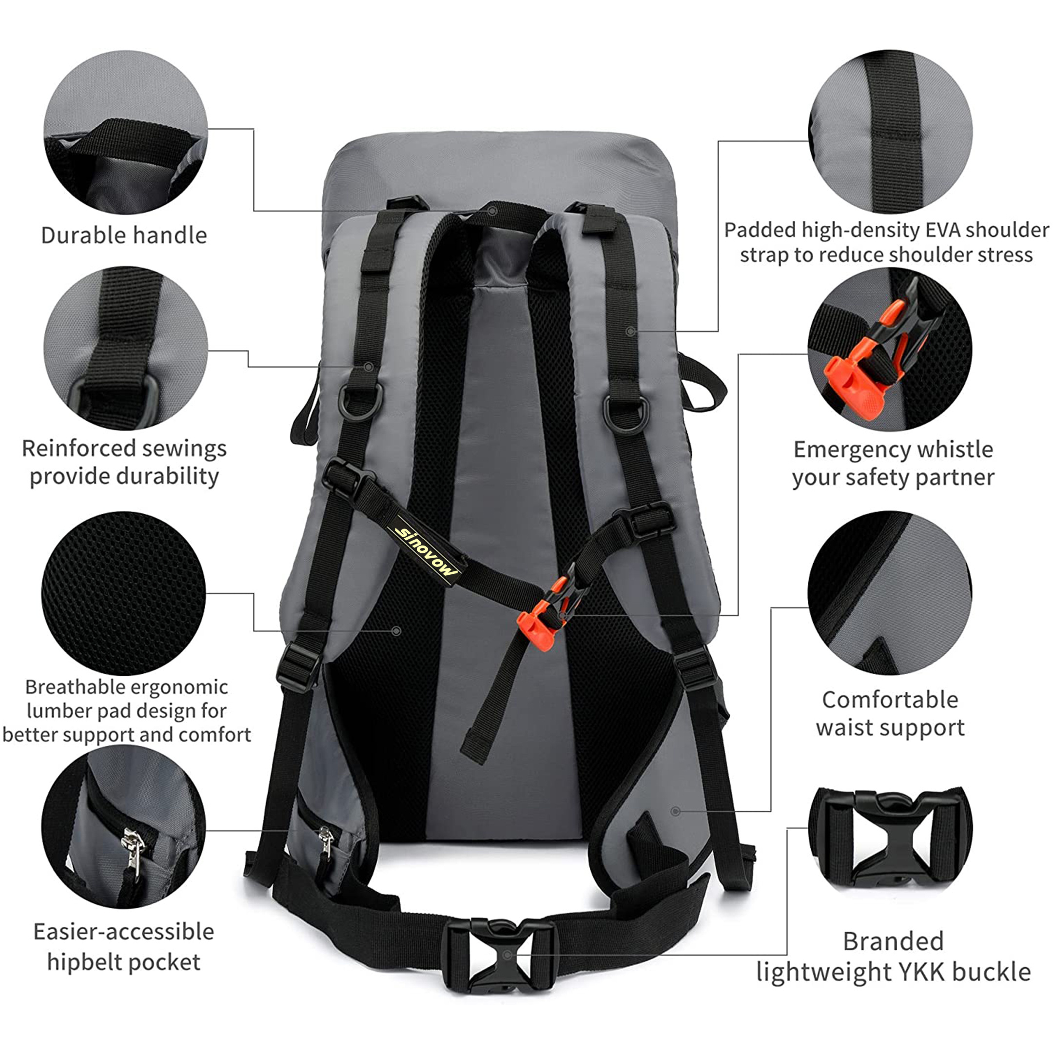 36L Lightweight Waterproof Dry Hiking Backpack with Rain Cover for Travel Outdoor Sports Camping Backpack