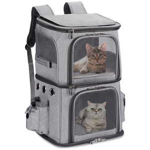 OEM ODM Pet Backpack Travel Double Compartment Pet Carrier Backpack for Small Cats and Dogs Cat Travel Carrier