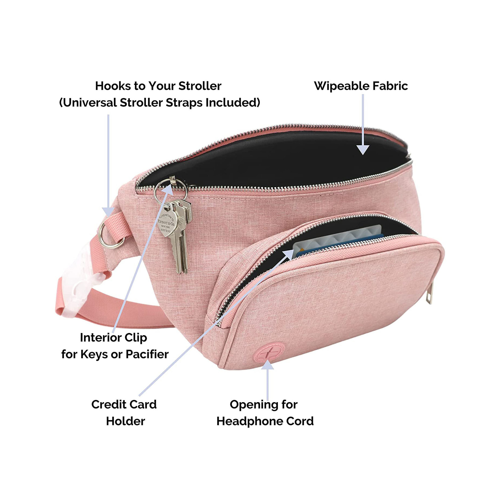 Portable Small Fanny Pack Mini Baby Diaper Bags with Detachable Diaper Changing Pad