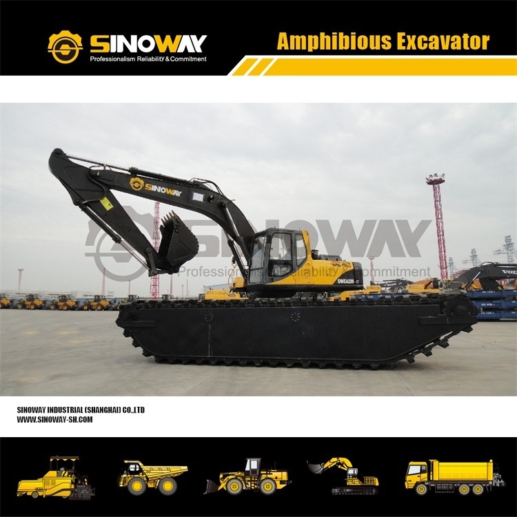 Good quality amphibious dredging excavator SWEA220 swamp marsh buggy with sand cutter suction dredging pump