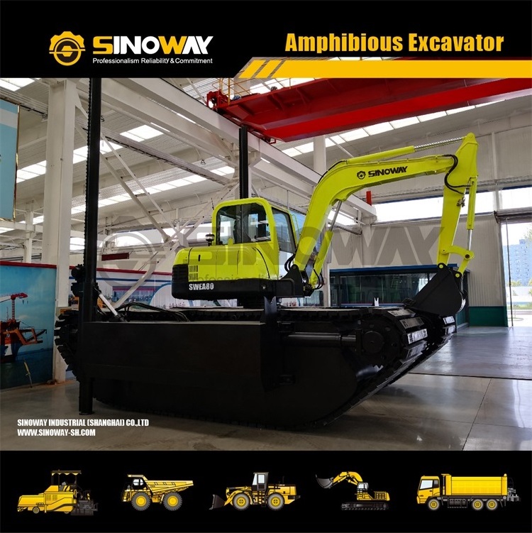 SINOWAY 15ton SWEA80 swamp buggy amphibious excavator manufacturer for dredging