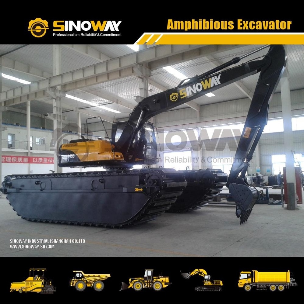 High Quality 20 ton Excavator Amphibi SINOWAY Amphibious Swamp Excavator Marsh Buggy for sale