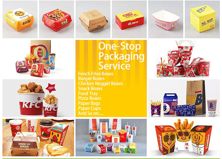 Factory  wholesale Custom Printed Burger Packaging Box Chicken French Fries Paper Packaging Food Container